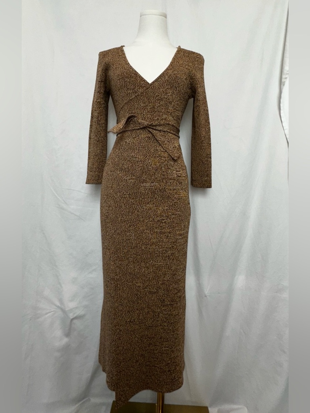 SOLID & STRIPED Lila Dress- Marigold Multi V-Neck Long Sleeve Wrap Maxi